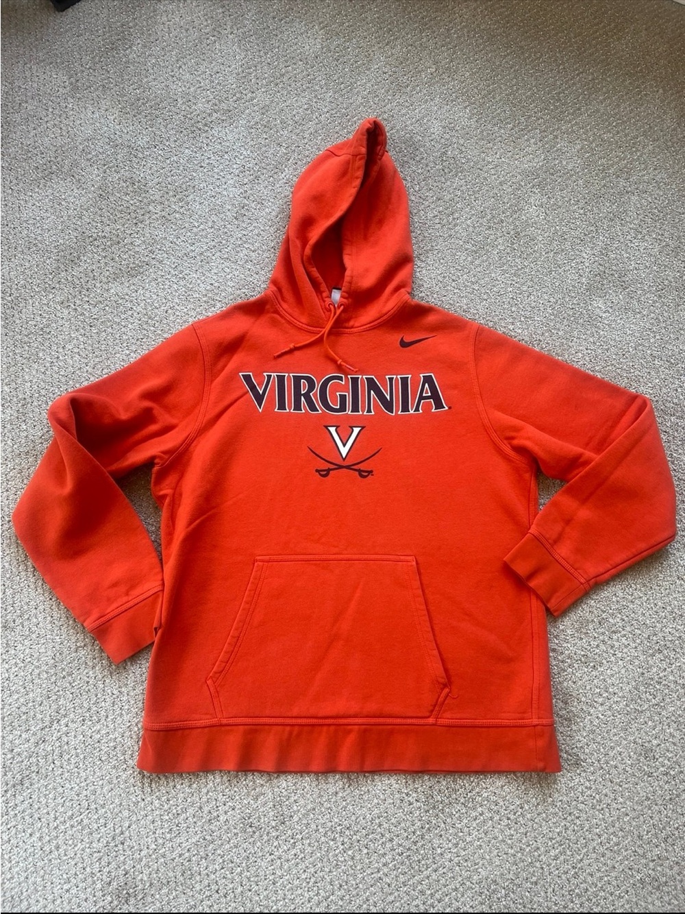 Nike Men’s UVA Crewneck Hoodie in Orange with Navy Accents